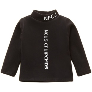 儿童打底衫长袖女童秋冬装上衣加绒加厚男孩宝宝T恤半高领内搭潮