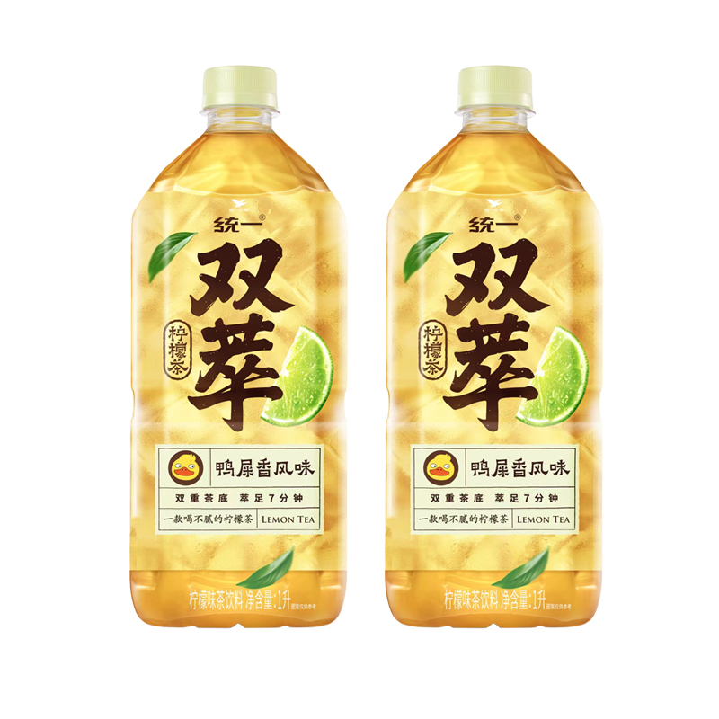 1升双萃柠檬茶鸭屎香风味统一1Lx4瓶夏季饮品装柠檬清凉茶非原箱