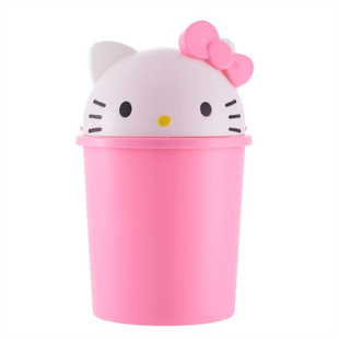 包邮卡通kt猫咪翻盖垃圾桶小垃圾桶迷你垃圾桶车载塑料杂物桶收纳