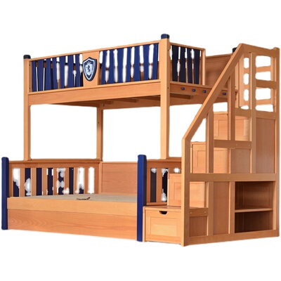 儿童榉木木梯柜高箱床上下铺