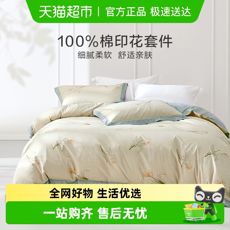 罗莱家纺床上四件套秋冬床品被套床单全棉纯棉100棉单/双人床1.8m