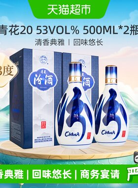 汾酒53度青花20白酒500ml*2瓶