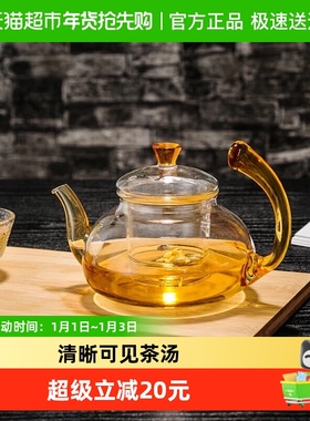 玻璃茶壶耐热茶水分离煮茶器花茶壶高档茶具高把烧水单壶600ml