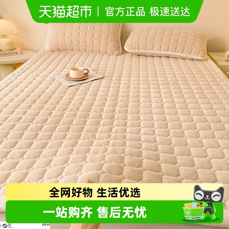 南极人加厚牛奶绒床垫遮盖物