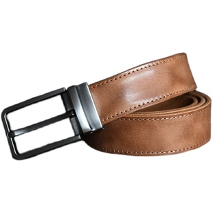 手工头层牛皮皮带复古植鞣纯牛皮针扣男士工装裤做旧真牛皮裤腰带