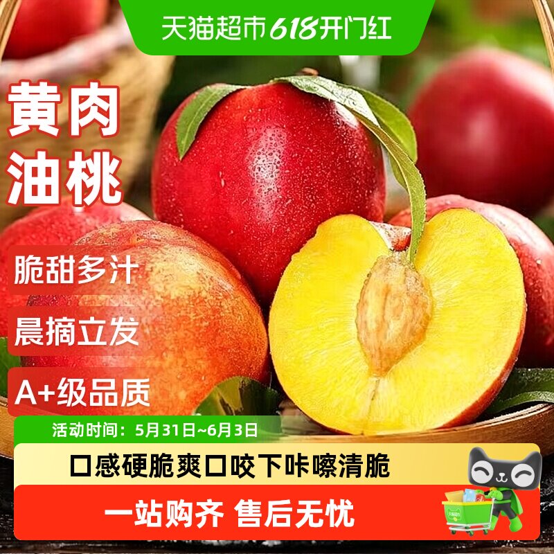 红皮黄肉油桃应当季新鲜时令水果蜜脆桃子毛桃蟠桃水蜜桃整箱孕妇