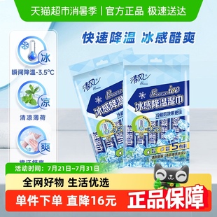 2袋止汗去味清凉薄荷 清风冰感降温运动湿巾5包 直播专属