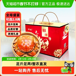 [活蟹]仲秋大闸蟹鲜活现货特大全母螃蟹公河蟹精品礼盒