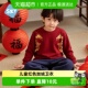 男大童衣服 冬季 儿童加绒卫衣秋冬装 新年红色上衣女童加厚保暖童装