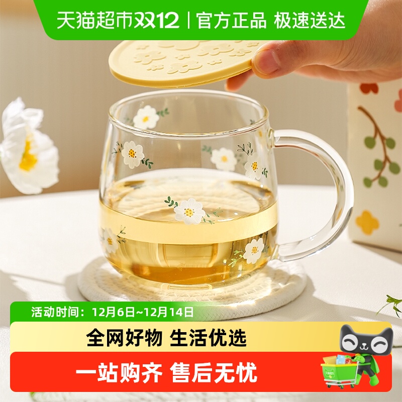 川岛屋高硼硅玻璃茶水分离茶杯