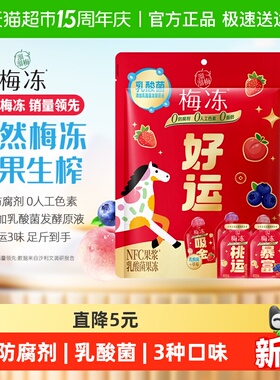 溜溜梅好运NFC乳酸菌梅冻草莓蓝莓水蜜桃3味梅冻0防腐剂鲜果榨浆