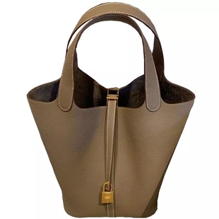 水桶包2021新款潮PU皮女包h家菜篮子包女士涂鸦手提子母包荔枝纹