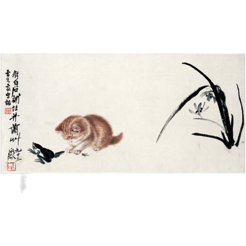 齐白石猫趣图名人高仿打印国画