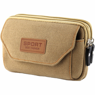 手机包穿皮带工地干活老年人加厚耐磨多功能帆布横竖款零钱男腰包