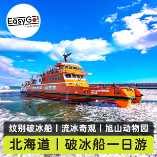 日本旅游北海道纹别破冰船一日游冬季流冰旭山动物园层云峡冰瀑节