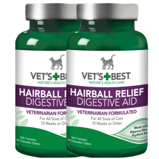 绿十字 VET'S BEST猫草片化毛膏猫咪专用60片2瓶调理肠胃化毛球片