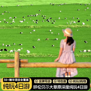 呼伦贝尔大草原纯玩旅游4天3晚海拉尔额尔古纳满洲里亲子跟团游