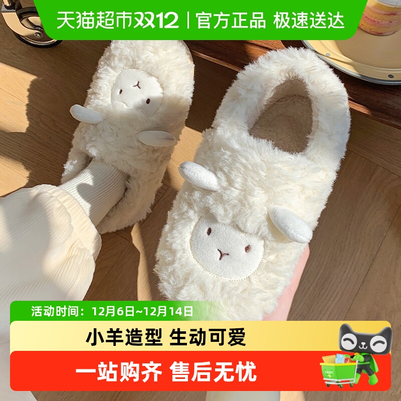 利达妮毛绒女秋冬可爱家居棉拖鞋