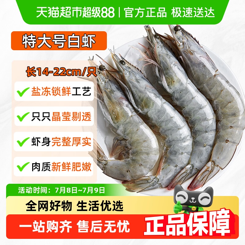 大虾鲜活冷冻超大白虾特大盐冻速冻对虾海虾非基围虾类海鲜水产