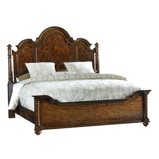 美式乡村实木仿古做旧大床别墅主卧桃花心双人床1.8米结婚家具床