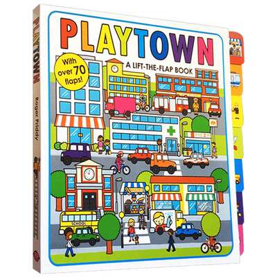 Playtown A Lift-the-Flap Book 英文原版绘本 游戏小镇 大开本 撕不烂纸板书翻翻书 Priddy 英文版英语儿童启蒙书籍