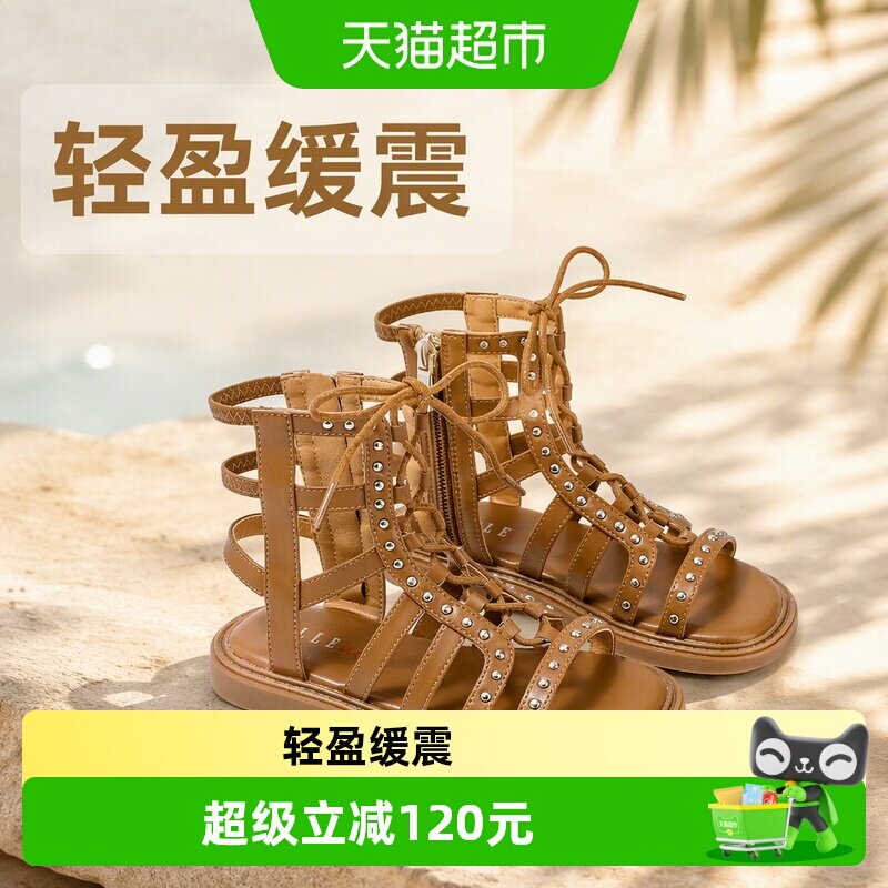 ellekids女童加宽鞋面罗马凉鞋图片