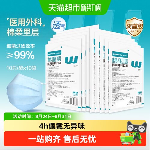 Winner稳健医用外科口罩全棉里层