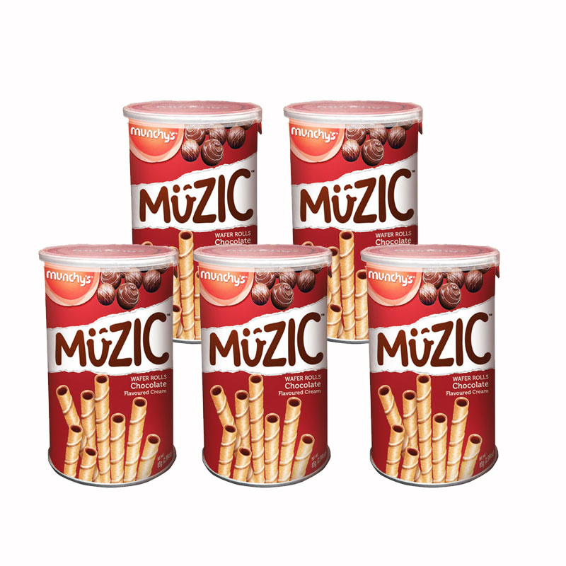 马奇新新Munchy's 注心夹心巧克力味蛋卷5罐佳节送礼可可