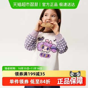长袖 马拉丁童装 女童格纹设计插肩袖 新款 T恤 儿童T恤2025秋装