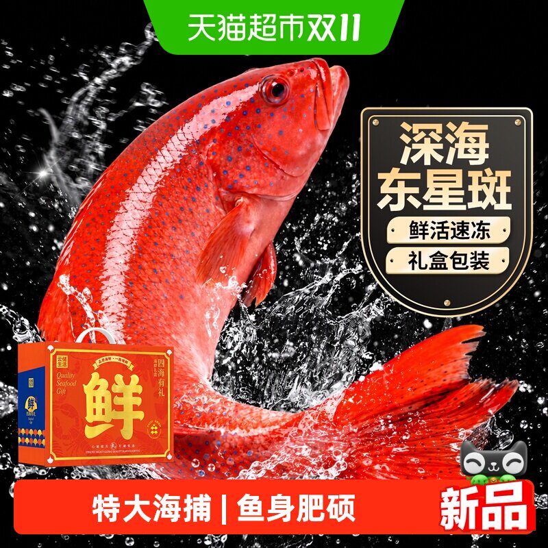 东星斑鲜活冷冻深海特大野生红石斑鱼海鲜水产新鲜婚宴送礼礼盒