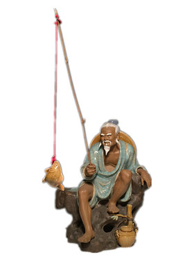 陶瓷渔翁电视柜姜太公钓鱼假山