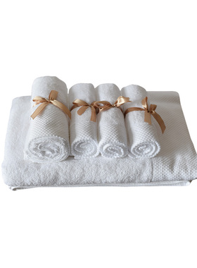 金色棕色丝带纯棉毛巾摆件