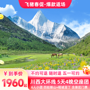返场 成都到稻城亚丁旅游5天4晚6人团四姑娘山鱼子西跟团 爆款