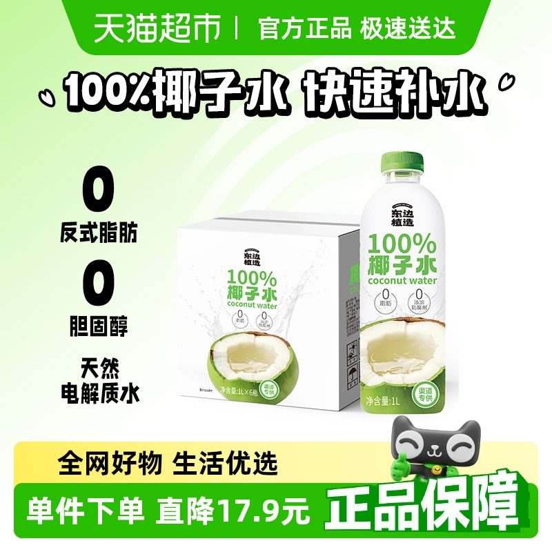 東邊植造100%椰子水果汁飲料1L×6瓶