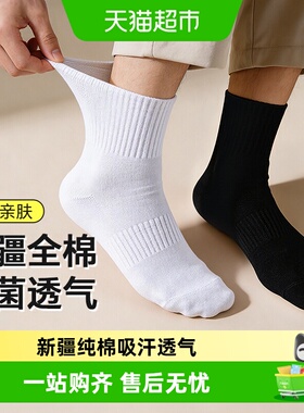 足弓袜75%棉四季男女中长筒袜吸汗透气防臭棉袜百搭黑色运动袜