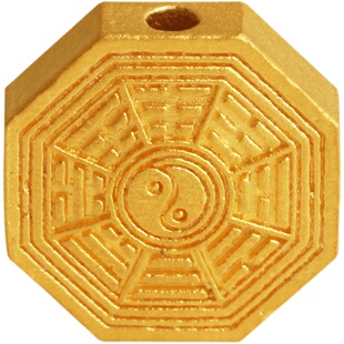 足金999古法手工黄金八卦转运珠男女款老金錾刻手链diy编织手绳