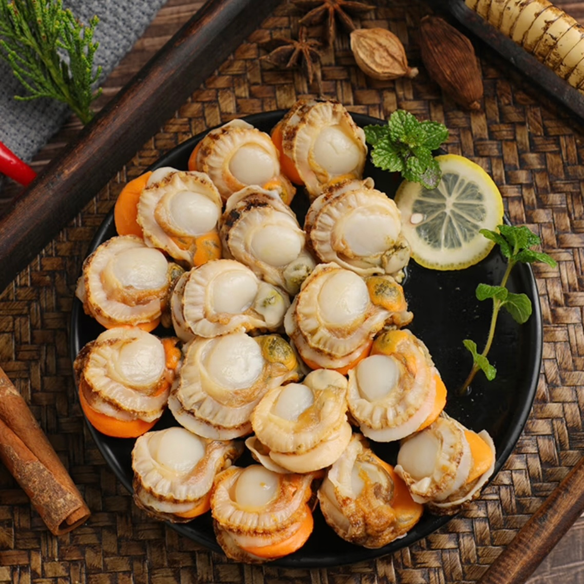 新鲜扇贝肉3斤特大个20-30带黄蒜蓉鲜贝肉商用批发海产品水产贝类