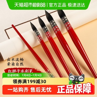 水彩画笔美术生专用红胖子水彩笔套装 圆头尖头水彩画材水粉笔专业