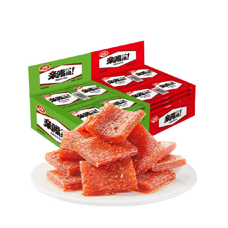 卫龙辣条亲嘴烧两口味480g*2盒装香辣休闲零食大刀肉辣条豆干
