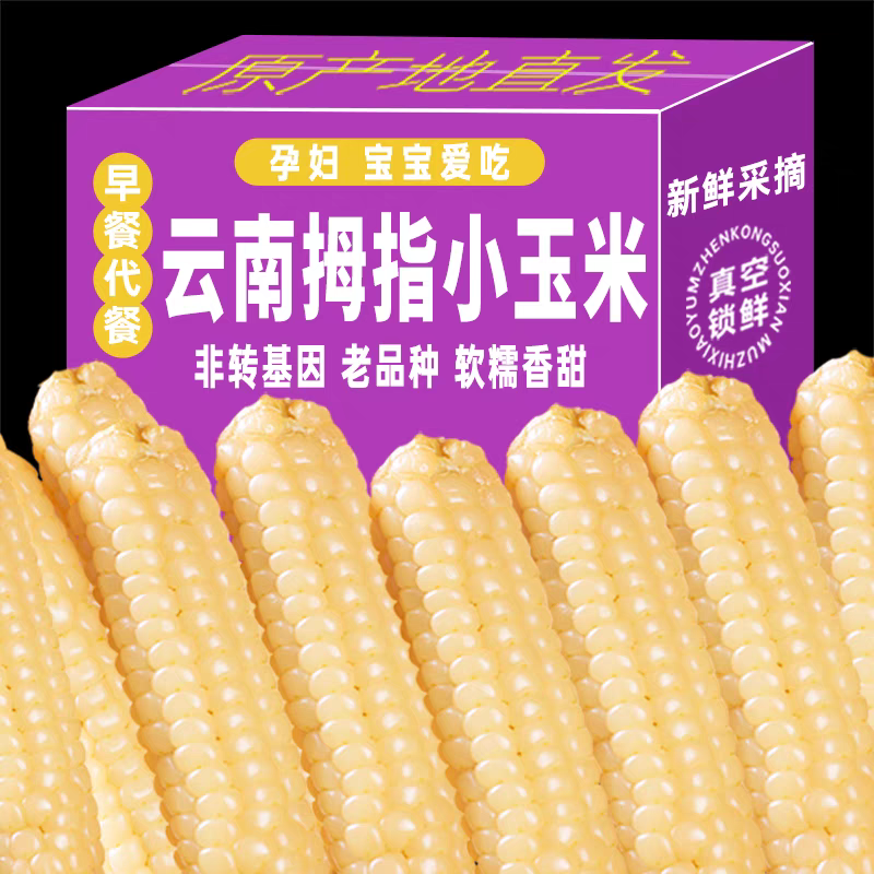 云南西双版纳拇指玉米香糯包谷棒早餐粗粮真空袋装500g非即食