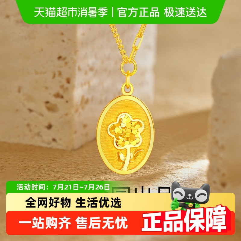 梦金园闪耀碎碎冰小圆牌足金项链