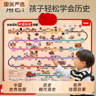 有聲掛圖兒童世界地圖歷史朝代簡史順序中國早教益智啟蒙 會說話