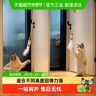 网红悬挂式弹力绳逗猫棒挂门猫秋千猫咪玩具懒人逗猫神器自嗨解闷