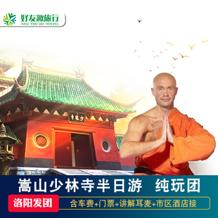 洛阳出发嵩山少林寺跟团一日游登封少林寺旅游团河南周边旅游纯玩