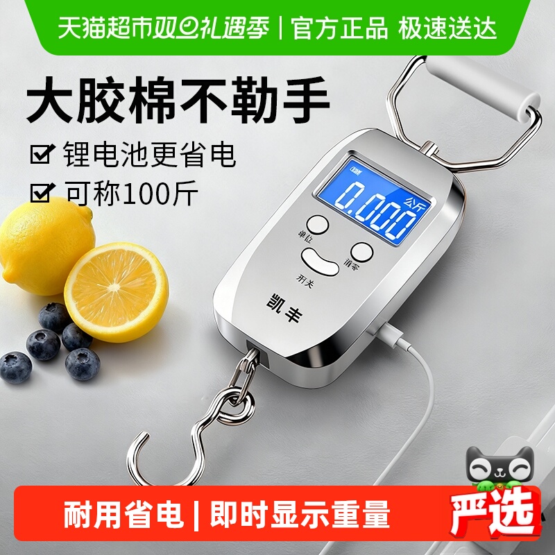 凯丰迷你手提电子秤便携式高精度家用快递称小秤弹簧小型手拿