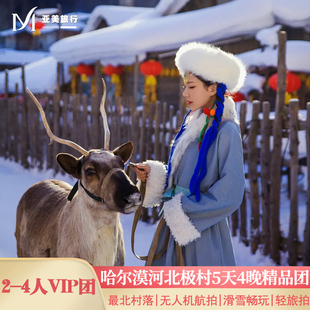 飞猪冬游滑雪驯鹿4人SUV团漠河北极村哈尔滨东北旅游5天4晚跟团游