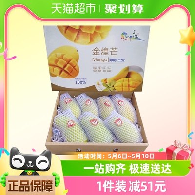 海南金煌芒芒果7粒装单果500g+礼盒装整箱包邮【催熟后食用】