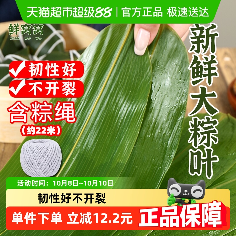 鲜窝窝大号粽子叶100片含棉线箬竹叶端午节包粽子