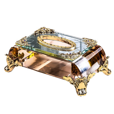 酒店客厅轻奢奢华高端玻璃纸抽盒