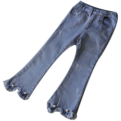 牛仔女童微张喇叭裤长裤